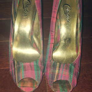 Candies Multicolor Open Toe Pumps